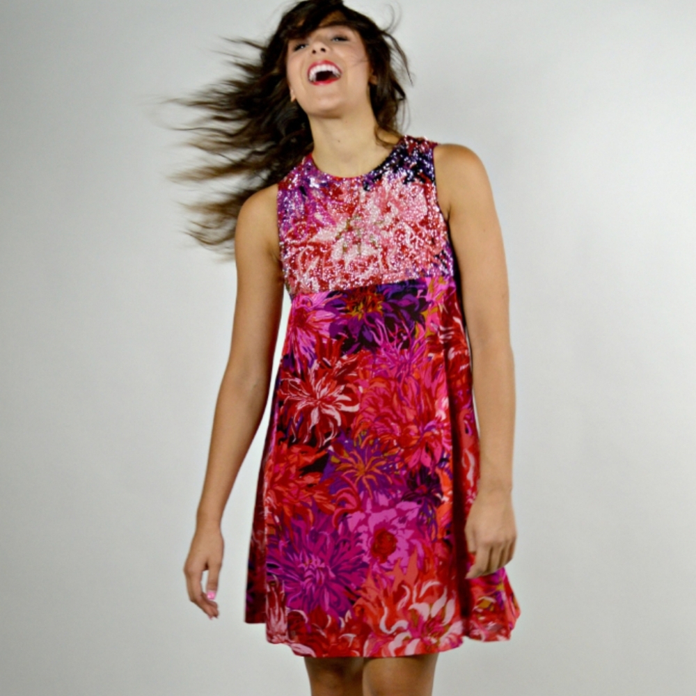 Vintage 1960s Fuschia Party Dress